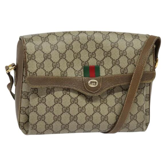 GUCCI GG Supreme Web Sherry Line Bag Pvc Beige Gold 904 02 084 - Picture 1 of 16
